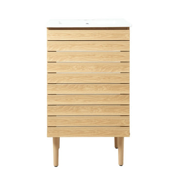 Aubert Thick Linear Slat Modern Farmhouse 2-Shelf Bath Vanity Cabinet Only (Sink Basin not Included) - JONATHAN Y